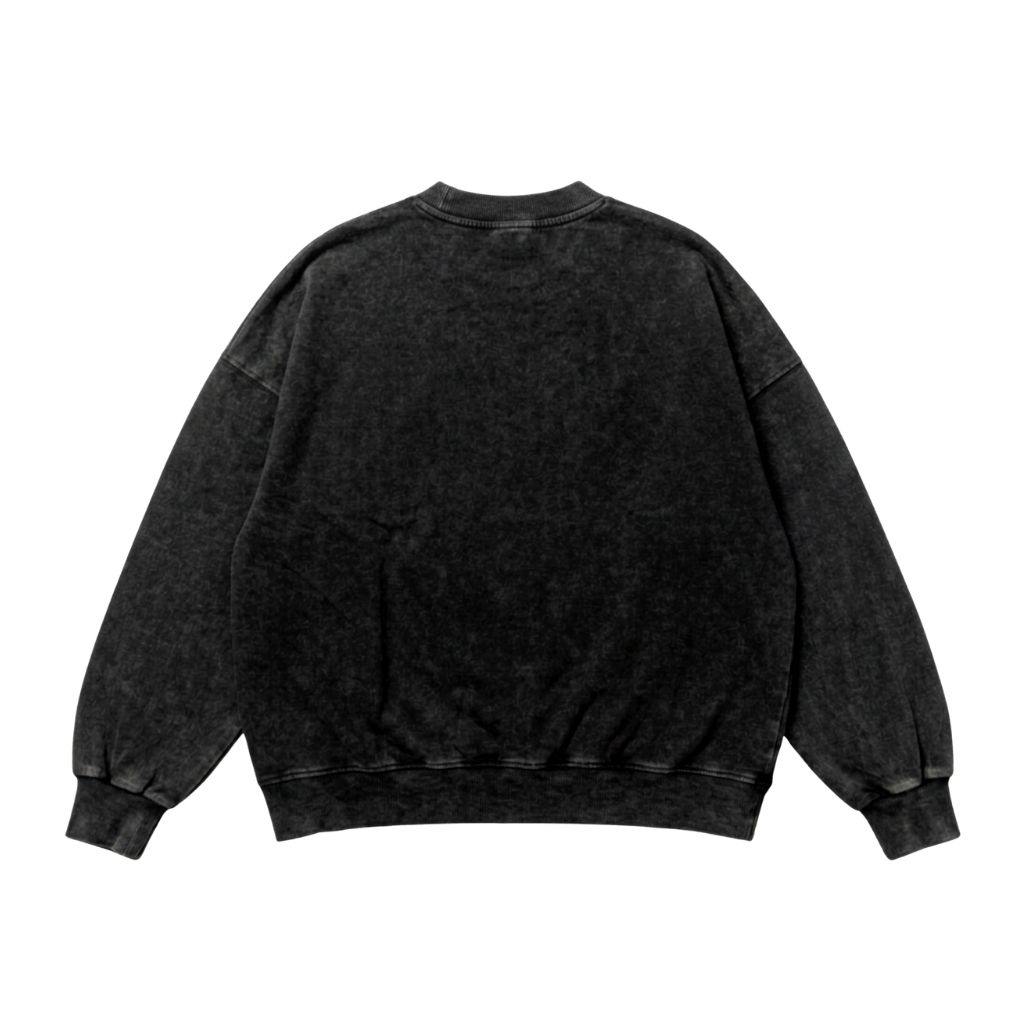Áo thun tay dài wash - Đen mặt sau