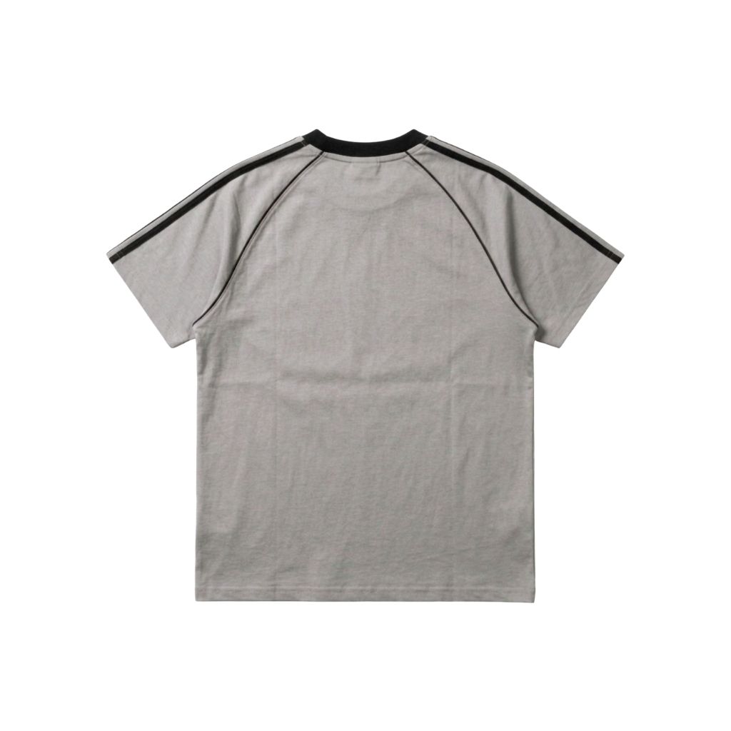 Áo thun tay raglan phối line - Xám sọc đen mặt sau