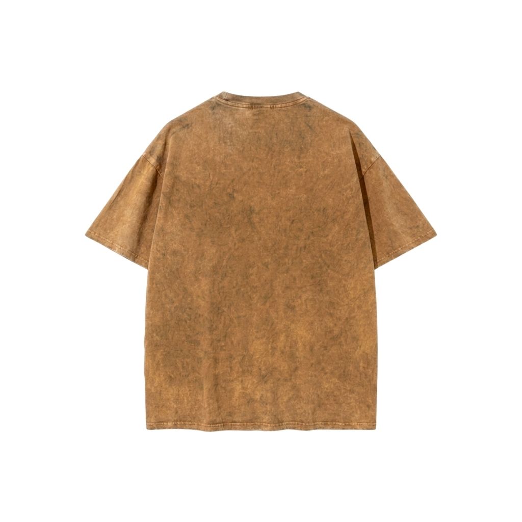 Áo thun wash oversize - Nâu cam mặt sau