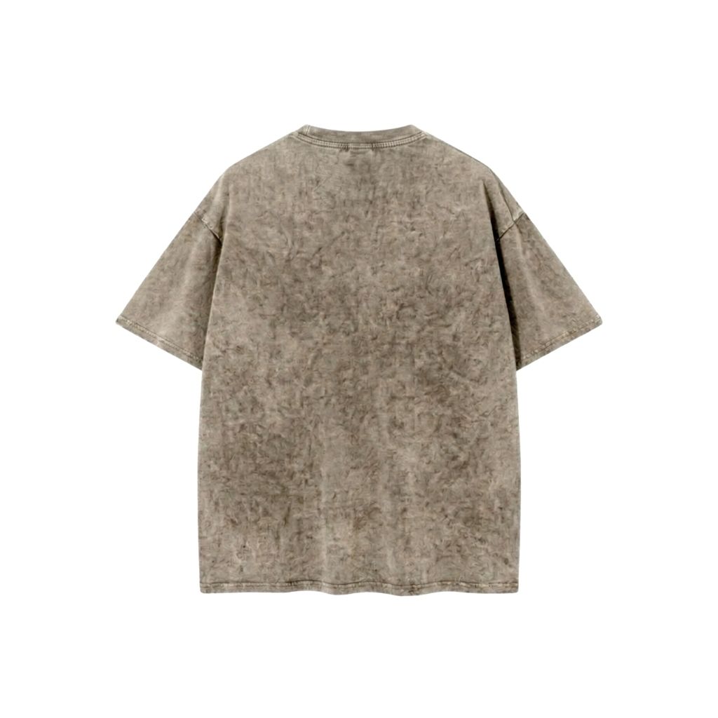 Áo thun wash oversize - Rêu mặt sau