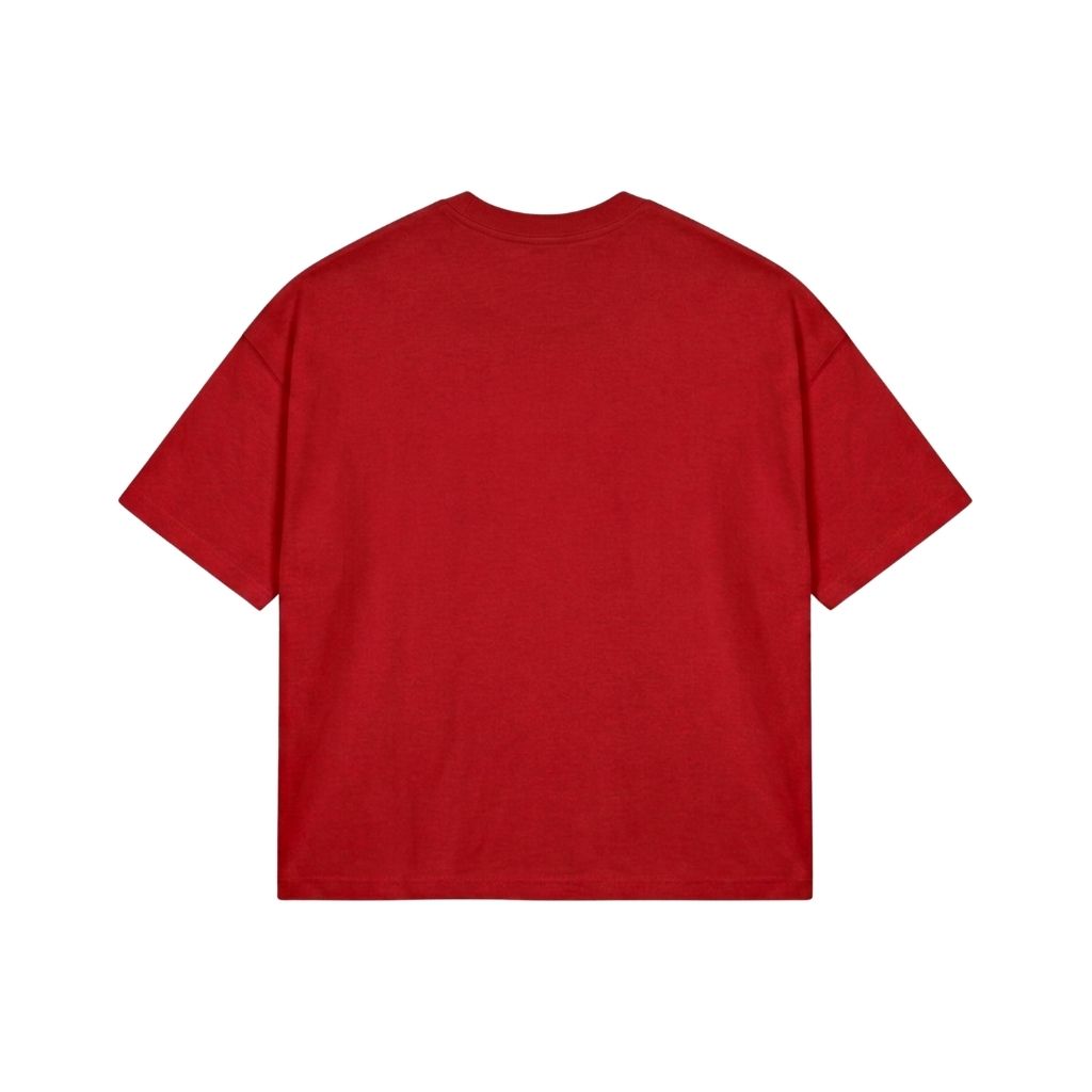 Áo thun boxy cotton - Đỏ mặt sau