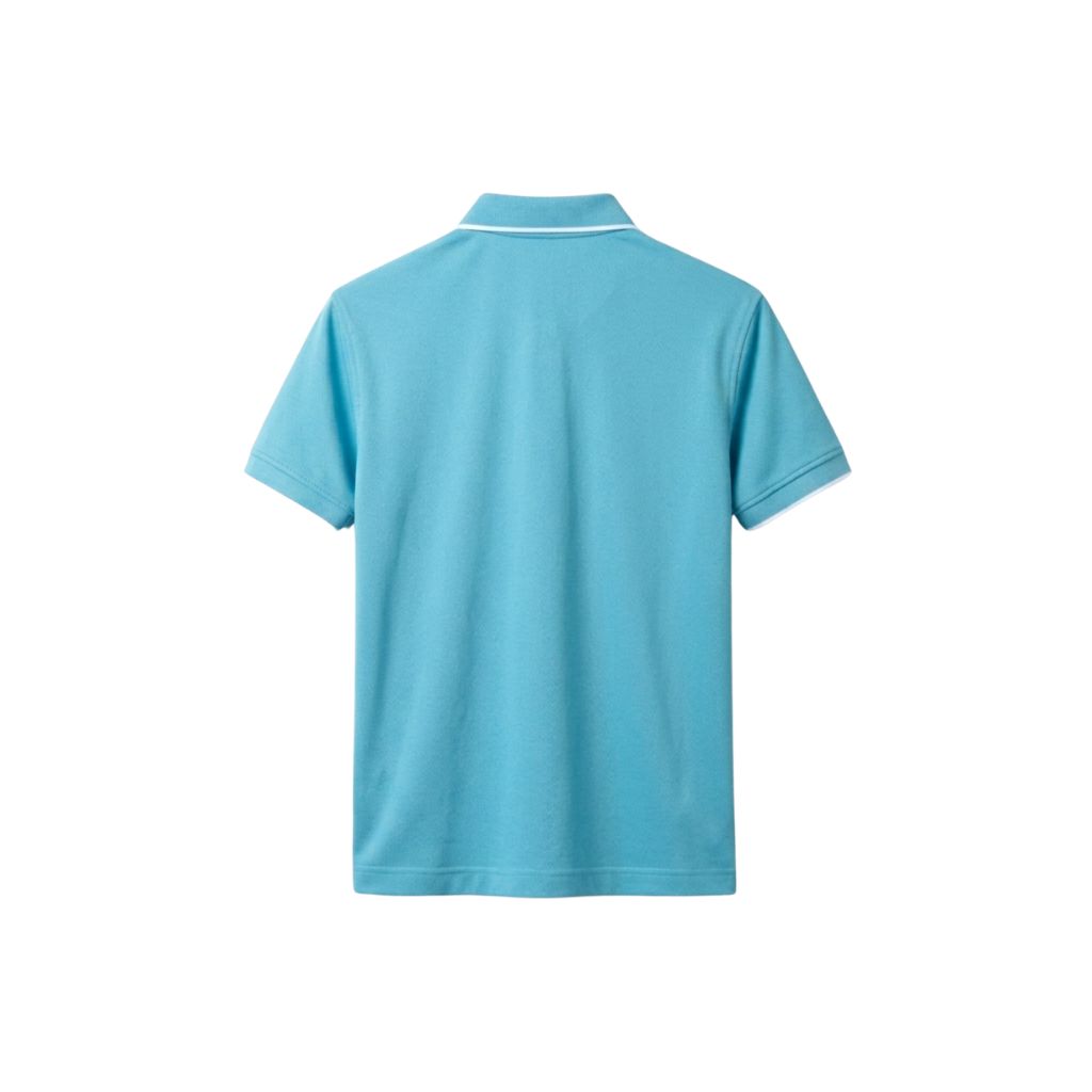 Polo xanh lam trắng mặt sau